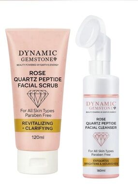 Rose Quartz Peptide Cleanser & Facial Scrub Skincare Bundle NEW